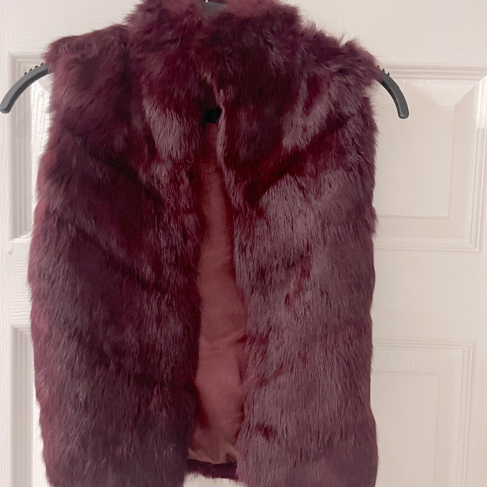 Arden b real rabbit fur vest - XS deep beautiful wine color